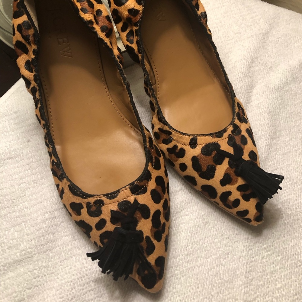 J Crew Leopard Print Flats Size 6 NWOB